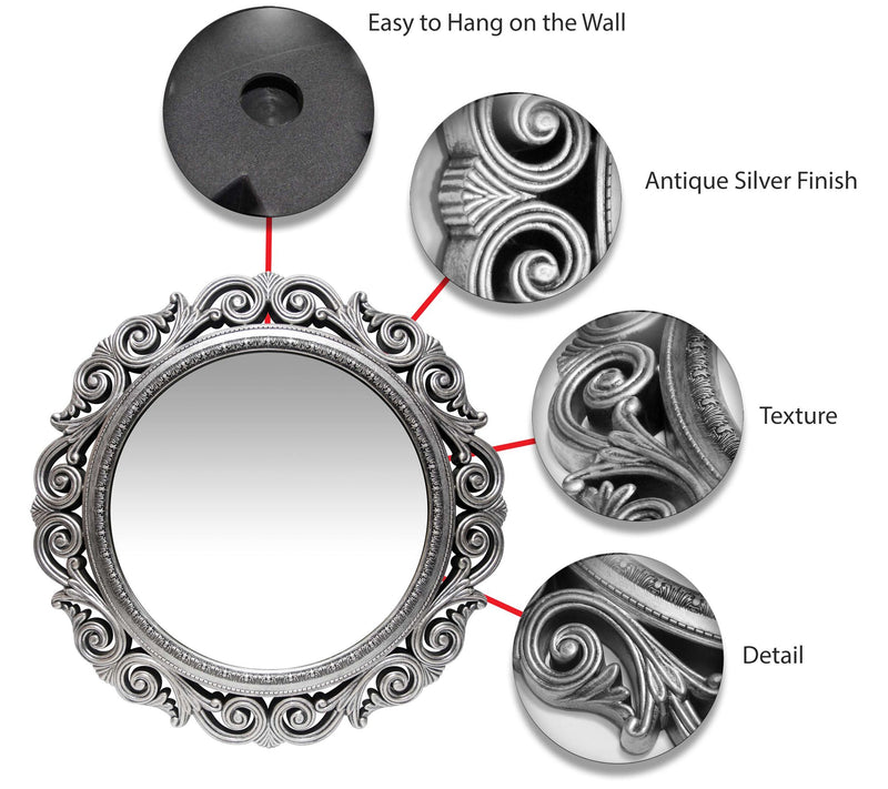 Infinity Instruments Antique-Look Silver Wall M irror, 22.5" — View 7