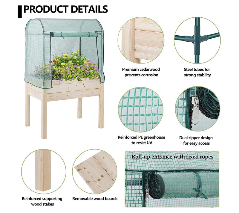 Backyard Expressions Elevated Wood Gardening Be d w/ Greenhous — View 5