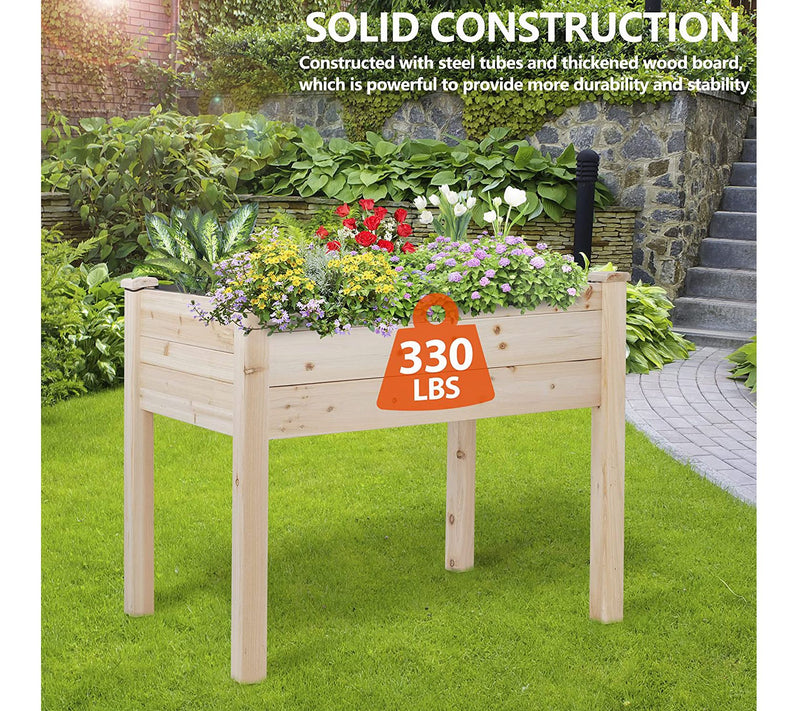 Backyard Expressions Elevated Wood Gardening Be d w/ Greenhous — View 8