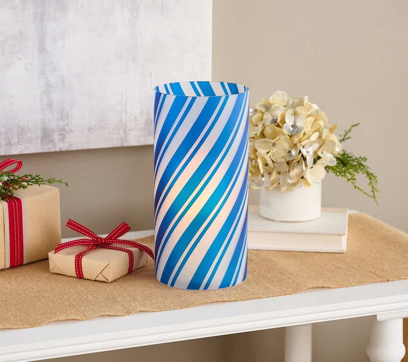 10" Illuminated Candy Cane Stripe Hurricane by Valerie — View 3