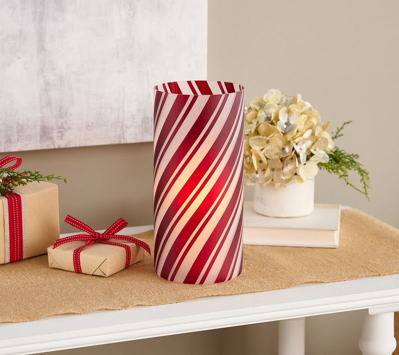 10" Illuminated Candy Cane Stripe Hurricane by Valerie — View 7