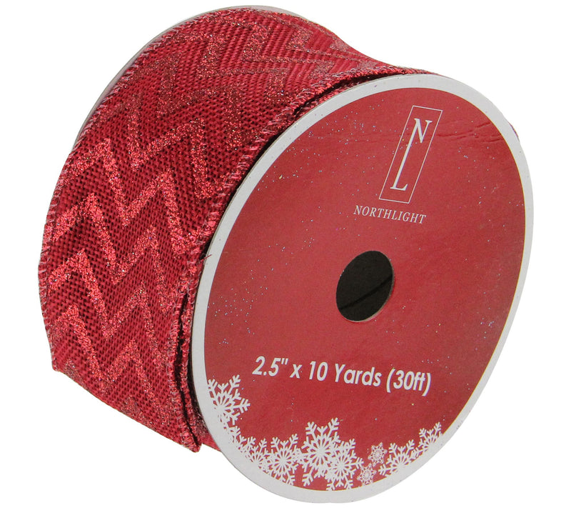 Northlight Pack of 12 Wine Red Chevron Ribbon 2 .5" x 120 — Main view