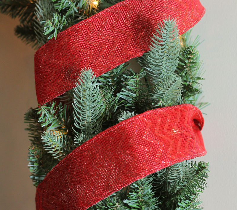 Northlight Pack of 12 Wine Red Chevron Ribbon 2 .5" x 120 — View 5