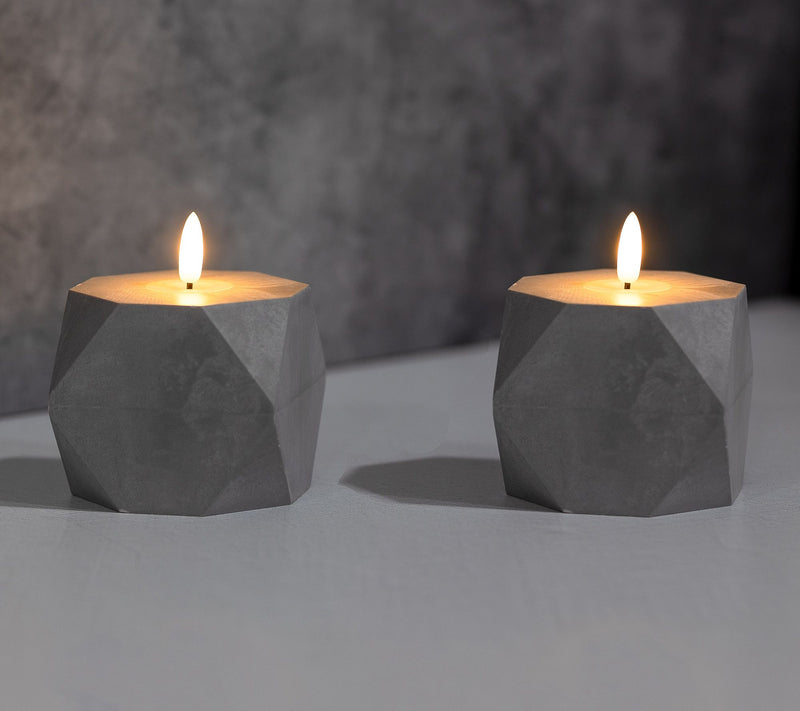 LumaBase 2ct Geometric Candles w/ 3D Wick Flame — View 4