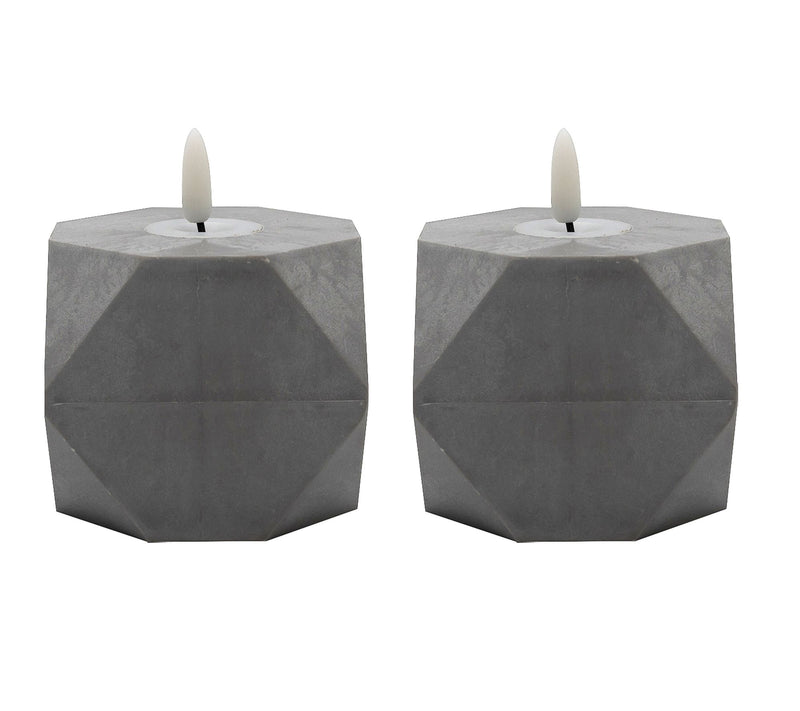 LumaBase 2ct Geometric Candles w/ 3D Wick Flame — View 5