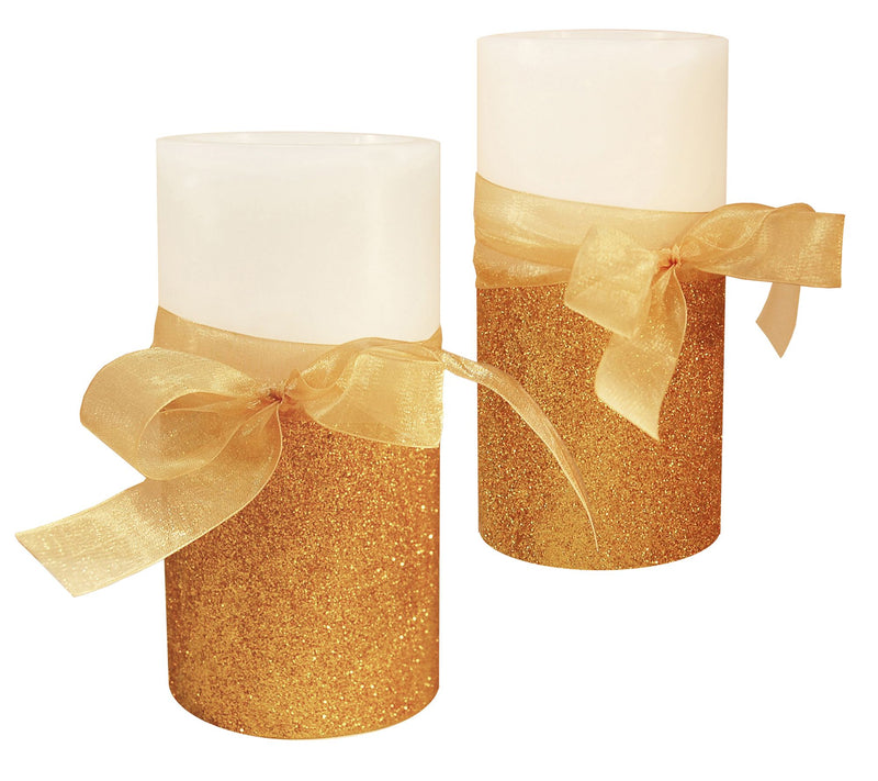 LumaBase 2ct Bow & Berry Battery-Operated Wax LED Candles — View 3
