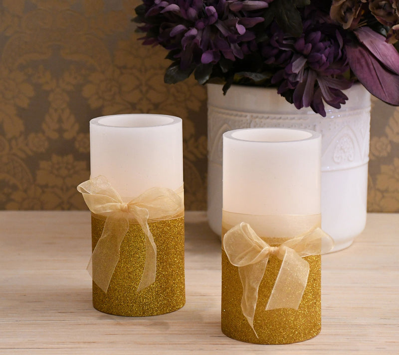 LumaBase 2ct Bow & Berry Battery-Operated Wax LED Candles — View 5