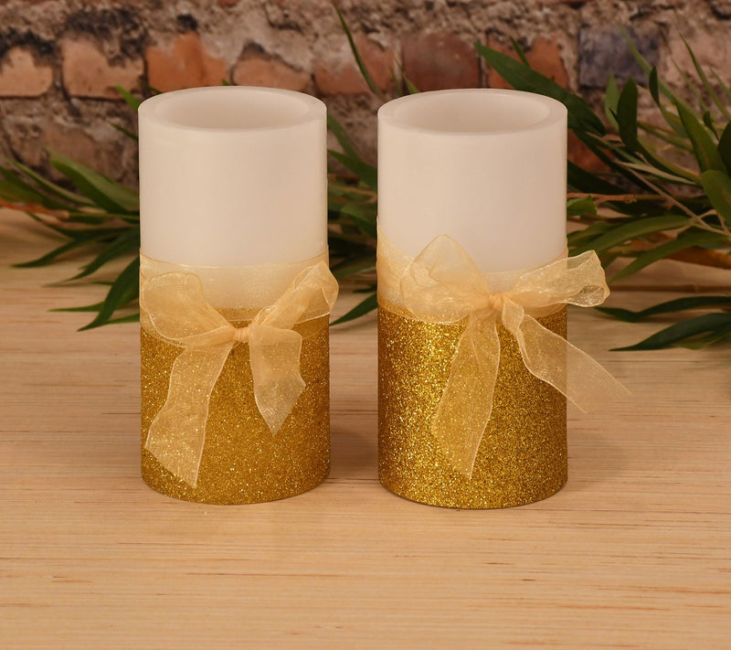 LumaBase 2ct Bow & Berry Battery-Operated Wax LED Candles — View 6