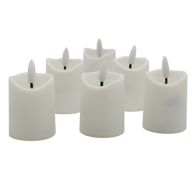 LumaBase 6ct Battery-Operated 3D Wick Flame Mini Pillars — View 4