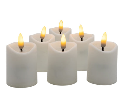LumaBase 6ct Battery-Operated 3D Wick Flame Mini Pillars