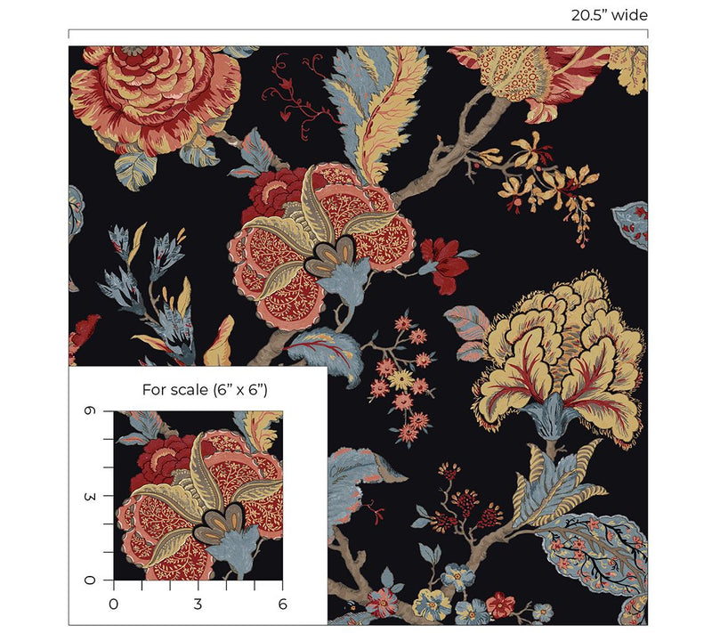 NextWall Kianna Jacobean Floral Peel and StickWallpaper — View 16