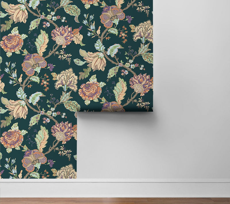 NextWall Kianna Jacobean Floral Peel and StickWallpaper — View 9