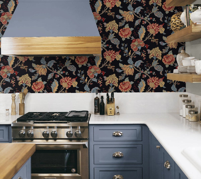 NextWall Kianna Jacobean Floral Peel and StickWallpaper — View 14