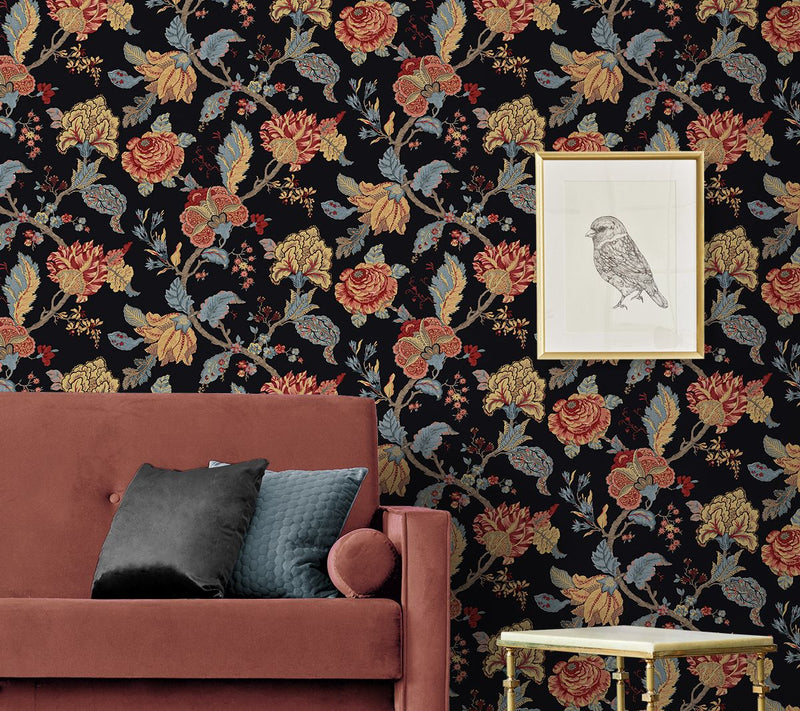 NextWall Kianna Jacobean Floral Peel and StickWallpaper — View 13