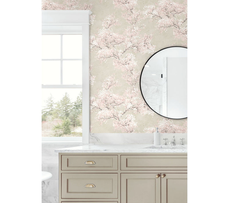 NextWall Cherry Blossom Grove Floral Peel and Stick Wallpaper — View 11