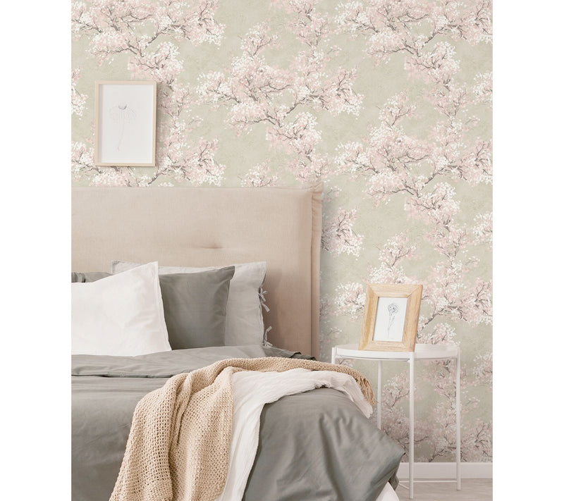 NextWall Cherry Blossom Grove Floral Peel and Stick Wallpaper — View 10