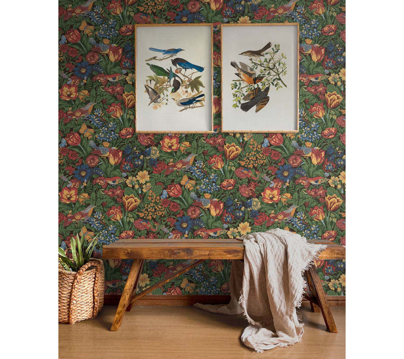 NextWall Bird Floral Vintage Peel and Stick Wallpaper — View 11