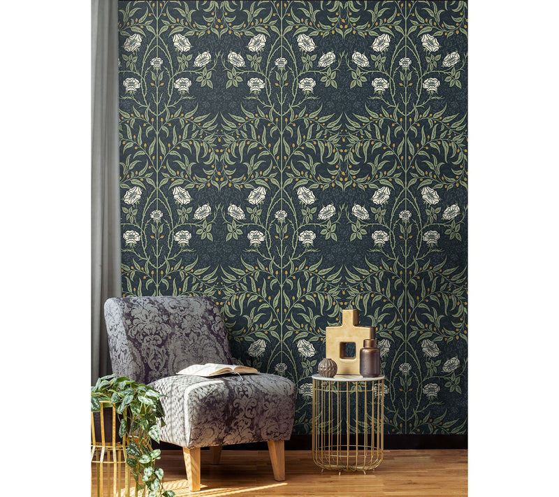 NextWall Stenciled Floral Vintage Peel and Stick Wallpaper — View 11