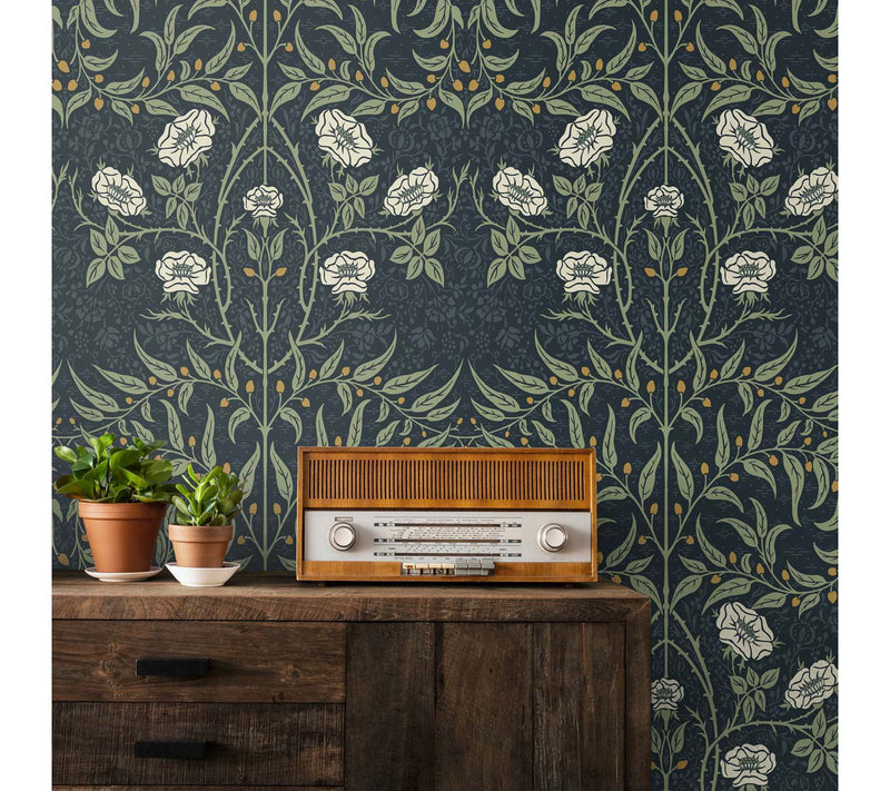 NextWall Stenciled Floral Vintage Peel and Stick Wallpaper — View 12