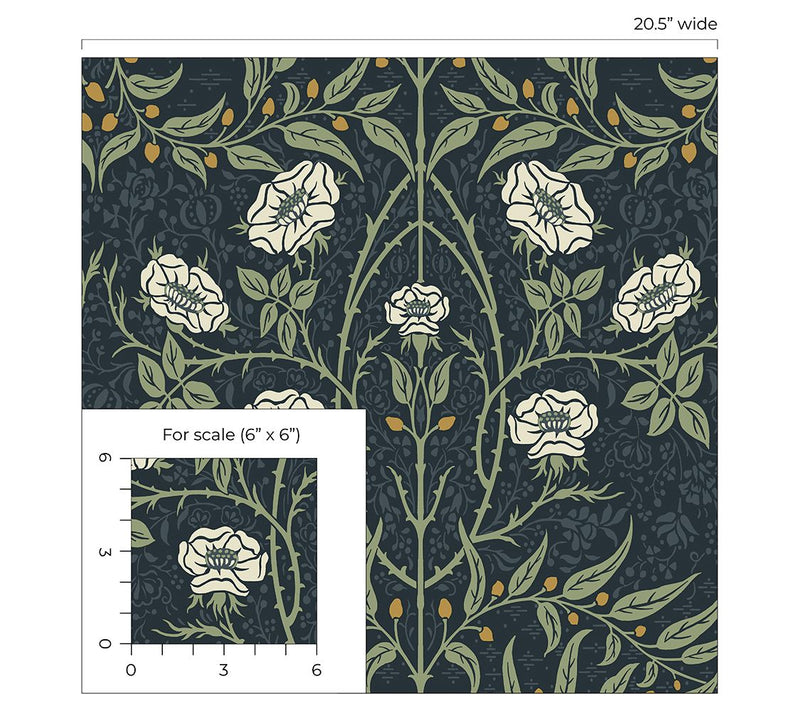 NextWall Stenciled Floral Vintage Peel and Stick Wallpaper — View 8