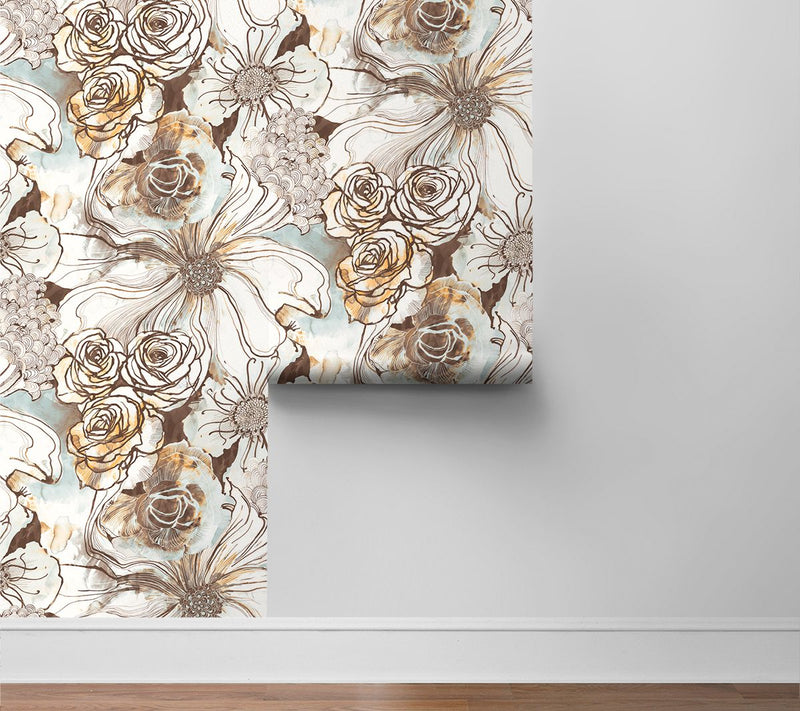 Harry & Grace Ink Rose Floral Peel and Stick Wallpaper — View 7