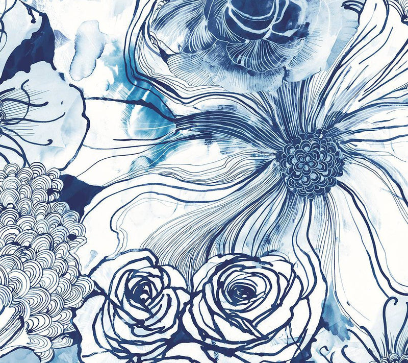 Harry & Grace Ink Rose Floral Peel and Stick Wallpaper — View 8