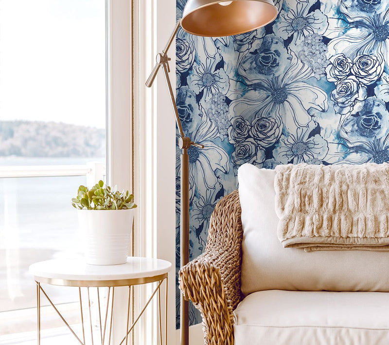 Harry & Grace Ink Rose Floral Peel and Stick Wallpaper — View 11