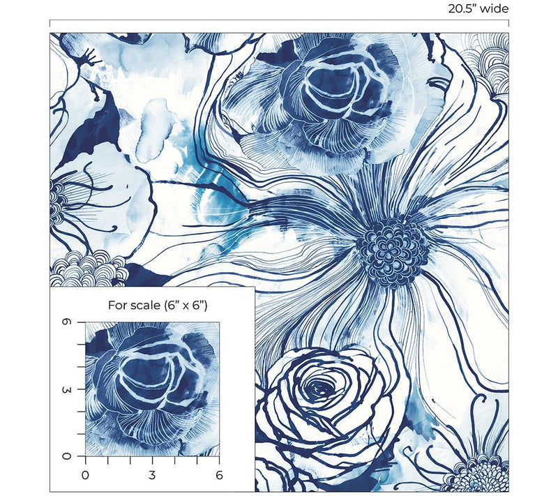 Harry & Grace Ink Rose Floral Peel and Stick Wallpaper — View 12