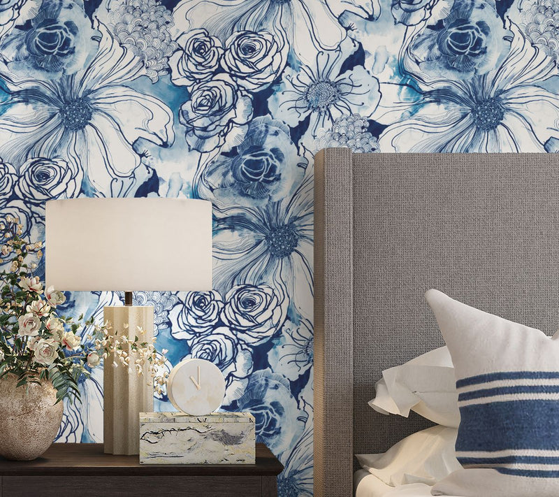 Harry & Grace Ink Rose Floral Peel and Stick Wallpaper — View 10