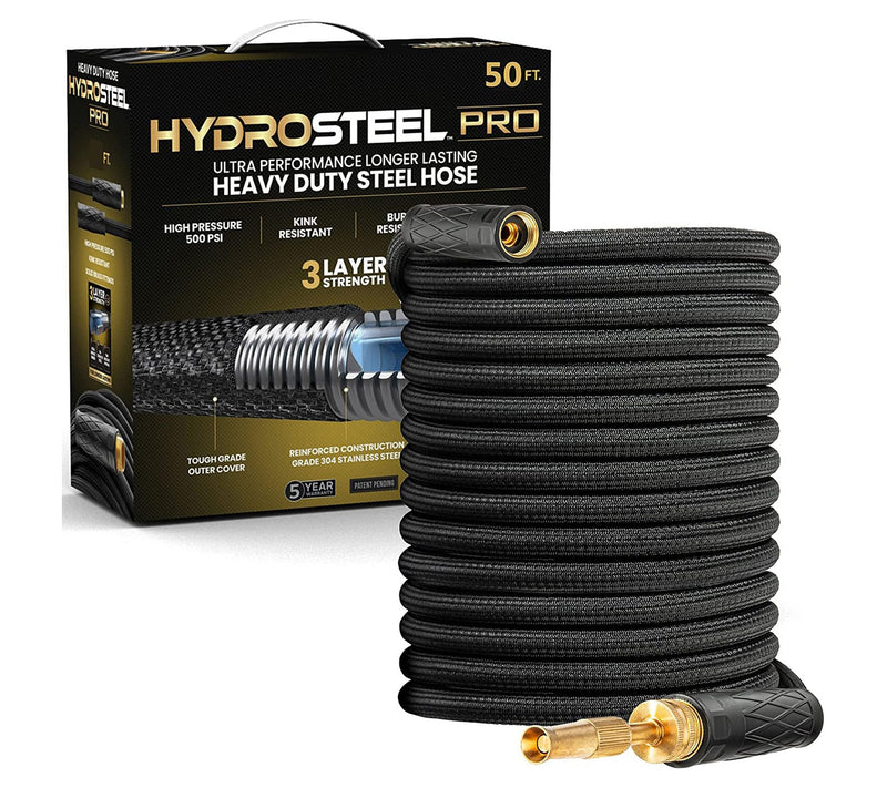 Hydrosteel Pro 50' Heavy Duty Ultra Durable Steel Garden Hose — Main view