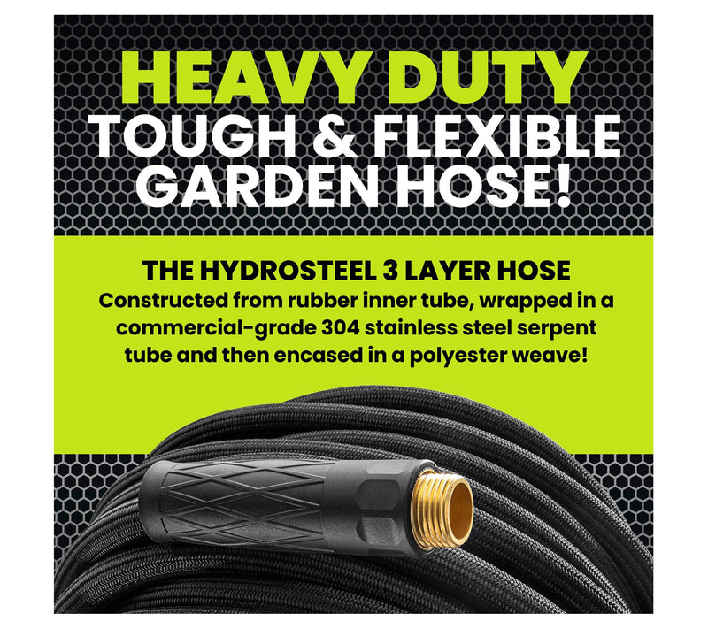 Hydrosteel Pro 50' Heavy Duty Ultra Durable Steel Garden Hose — View 4