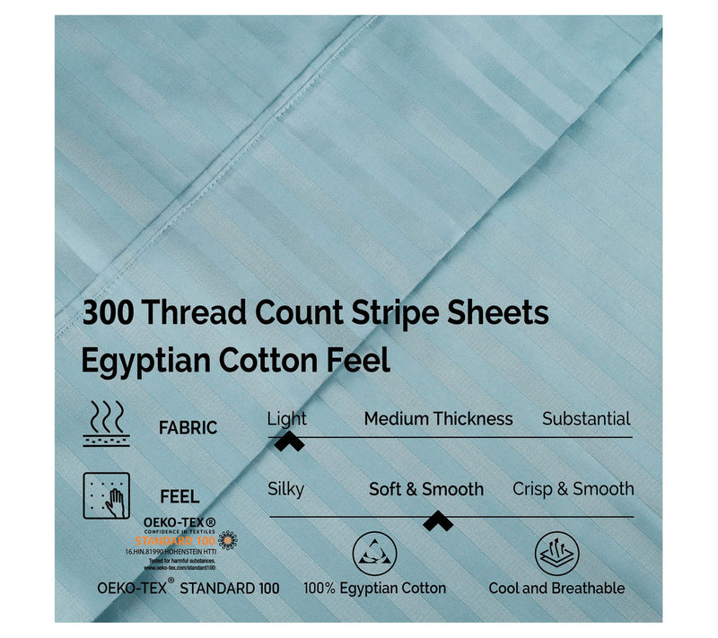 Superior 300TC Egyptian Cotton Striped Sheet Se , Split King — View 23