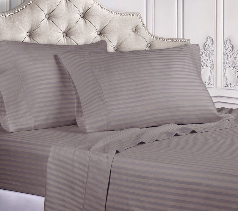 Superior 300TC Egyptian Cotton Striped Sheets, Olympic Queen — View 7