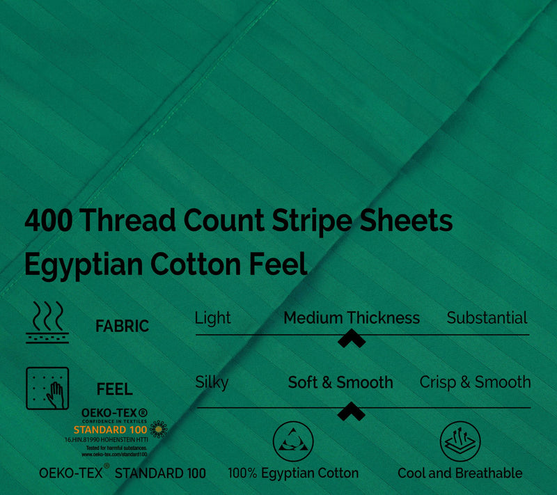 Superior 400TC Egyptian Cotton Stripe Sheet Set , Twin — View 25