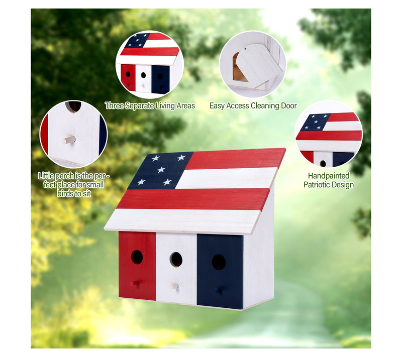 Backyard Expressions 3 Compartment Wooden Birdhouse — View 5