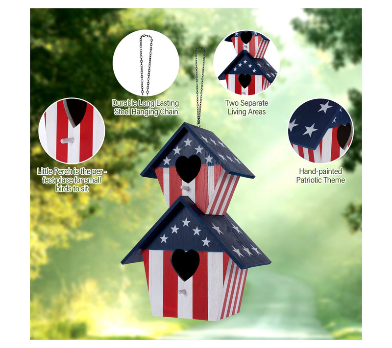 Backyard Expressions 2 Compartment Hanging Wooden Birdhouse — View 5