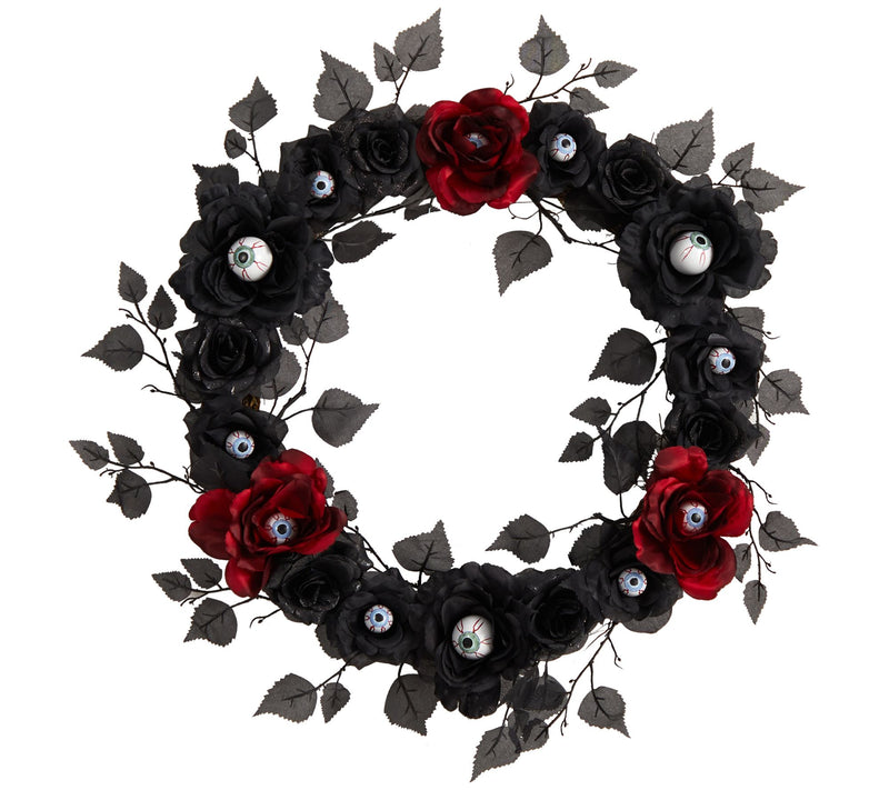 Nearly Natural 24" Eyeball Rose Halloween Artif icial Wreath — Main view