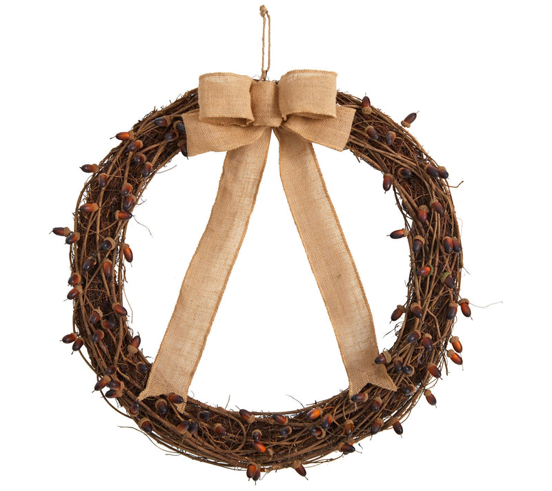 Nearly Natural 30" Fall Acorn & Decorative Bow Wreath — View 3