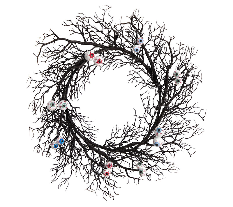 Nearly Natural 30" Halloween Gazing Eyeballs Twig Wreath — View 3