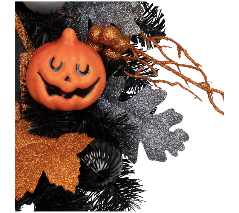 Northlight Orange & Black Haunted House Hallowe en Wreath 24" — View 5