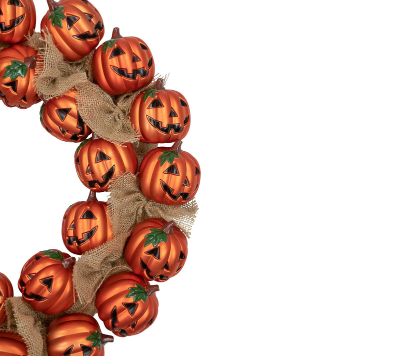 Northlight Jack-O'-Lantern & Burlap Halloween W reath 20" — View 4