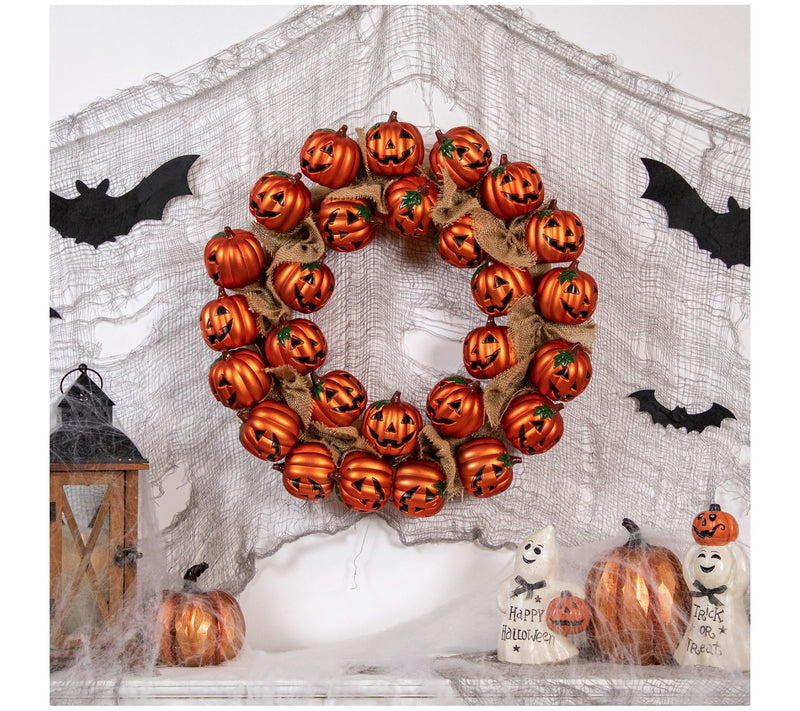 Northlight Jack-O'-Lantern & Burlap Halloween W reath 20" — View 6