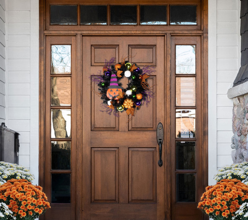 Northlight Jack-O'-Lantern in Witches Hat Hallo ween Wreath 24 — View 7