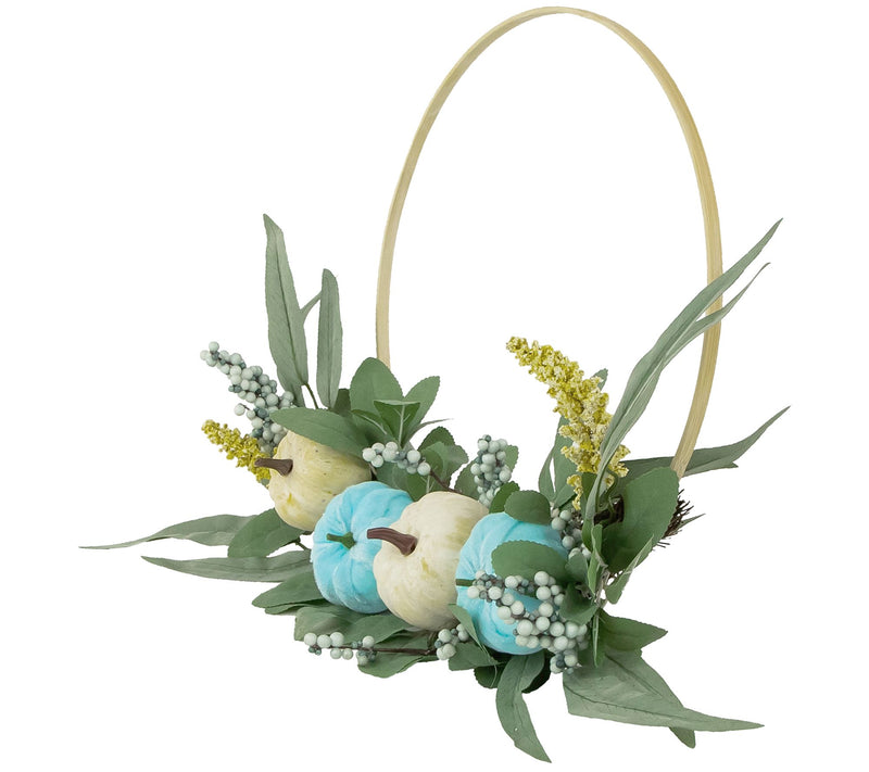 Northlight Blue Pumpkins & Foliage Thanksgiving Half Wreath — View 5