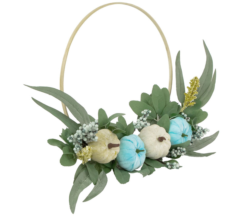 Northlight Blue Pumpkins & Foliage Thanksgiving Half Wreath — View 4
