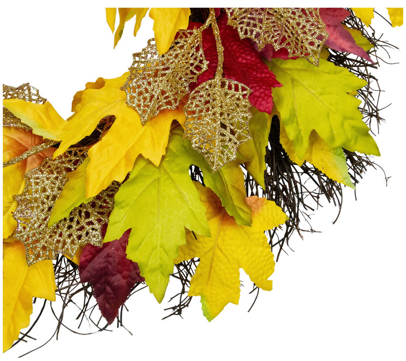 Northlight Maple Leaf Fall Harvest Wreath 22" — View 5