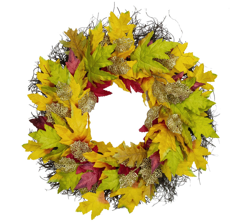 Northlight Maple Leaf Fall Harvest Wreath 22" — View 3