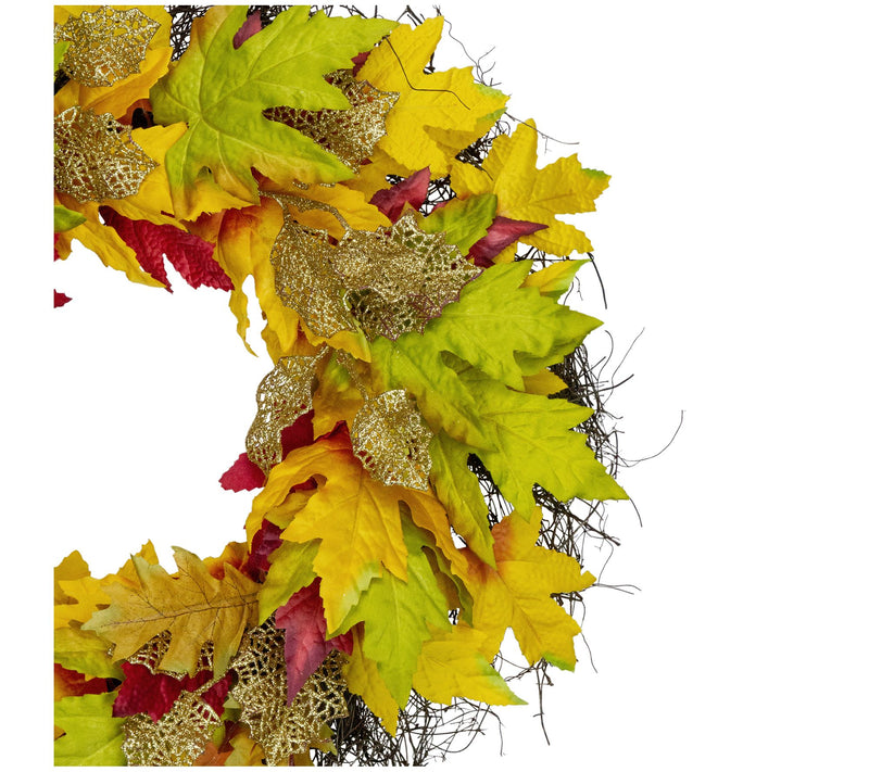 Northlight Maple Leaf Fall Harvest Wreath 22" — View 4