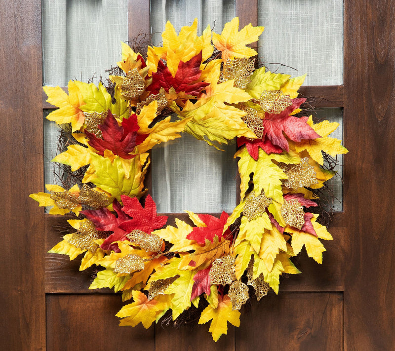 Northlight Maple Leaf Fall Harvest Wreath 22" — View 6