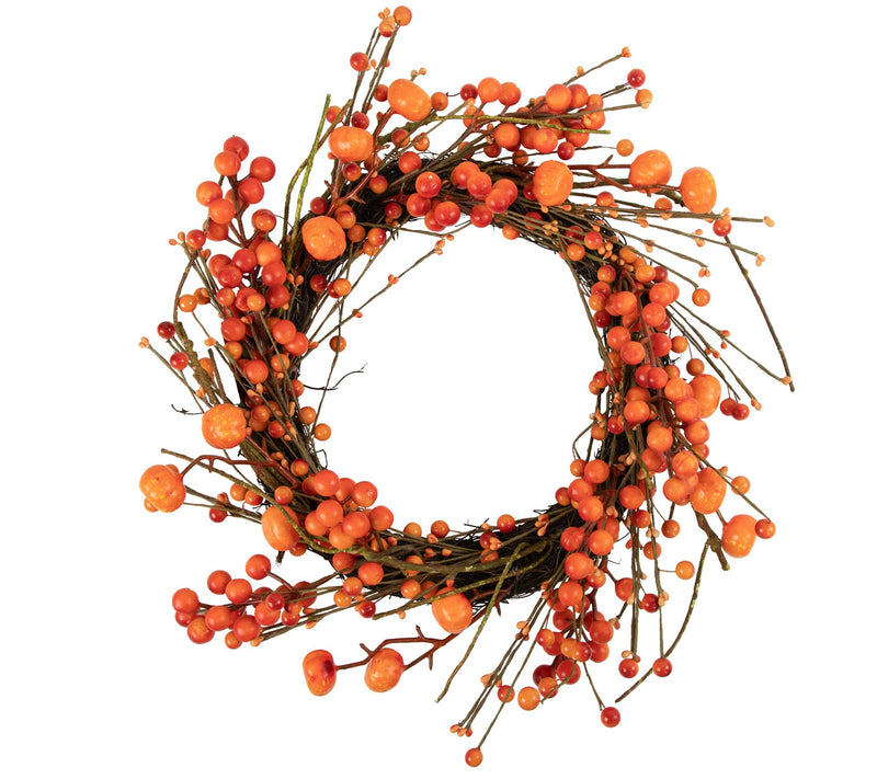 Northlight Berries w/Mini Pumpkins Fall Harvest  Wreath 20" — Main view